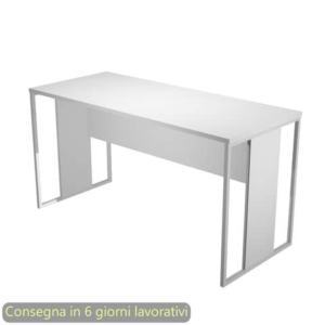 Scrivania piano bianco 140x60xH.74,4 cm gamba a pannello con anello in metallo bianco linea Blade Artexport - 482-3-AN