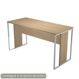 Scrivania piano rovere 140x60xH.74,4 cm gamba a pannello con anello in metallo bianco linea Blade Artexport - 482-C-AN