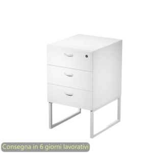 Cassettiera alta 3 cassetti supporto metallo bianco 41,5x50xH.72,2 cm montata Blade Artexport bianca - 419MET/3-AN