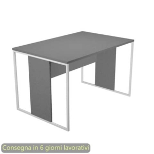 Scrivania piano antracite 120x80x74,4 cm gamba a pannello con anello in metallo bianco linea Blade Artexport - 414-T-AN