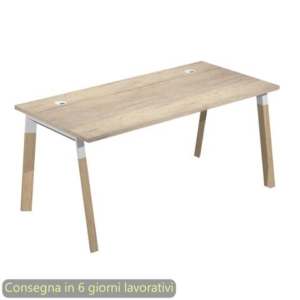 Scrivania rovere canadese 160x80xH.72,5 cm gamba inclinata legno-metallo bianco Artexport piano rovere canadese -