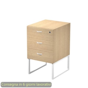 Cassettiera alta 3 cassetti supporto metallo bianco 41,5x50xH.72,2 cm montata Blade Artexport rovere - 419MET/C-AN