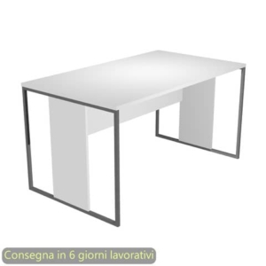 Scrivania piano bianco 140x80xH.74,4 cm gamba a pannello con anello in metallo antracite Blade Artexport - 412-3-AF