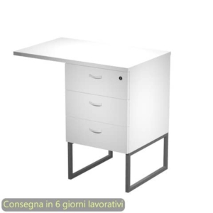 Cassettiera alta 3 cass. Top supp. met. antr 80x50/50X80xH.74,4 cm montata Blade Artexport bianca - 419MET+TOP80/3-AF