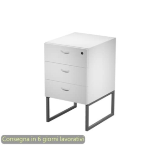 Cassettiera alta 3 cassetti supporto metallo antracite 41,5x50xH.72,2 cm montata Blade Artexport bianca -
