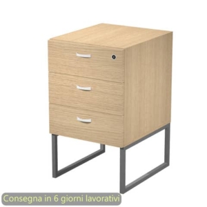 Cassettiera alta 3 cassetti supporto metallo antracite 41,5x50xH.72,2 cm montata Blade Artexport rovere -