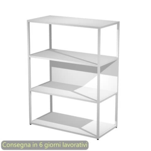 Libreria a giorno media 90x44xH.119 cm struttura metallo bianca Artexport Blade ripiani bianchi - 280-AN+RP5-3
