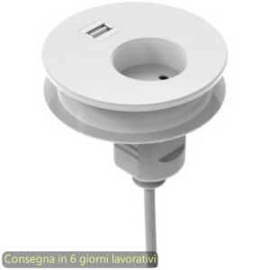 Slot passaspina diametro 80 mm, presa shuko + slot con USB Bridge Artexport bianco - 3-DEAA0001-EA
