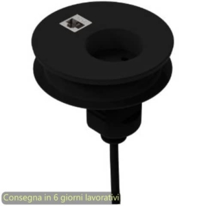 Slot passaspina diametro 80 mm, presa shuko + slot con presa di rete RJ45 Bridge Artexport nero - 3-DEAA0002-EB