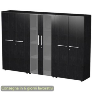 Composizione 3 armadi medi con ante 162,8x43xH.158,2 cm Flora Artexport nero venato frassino - 937T-73x2-74/8