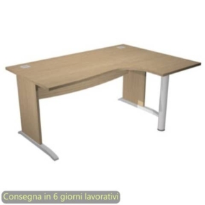 Scrivania penisola destra piano rovere 180x120/80/60xH.73 cm gamba ad L in melaminico Compact Flex - JPL/CP18SD/C