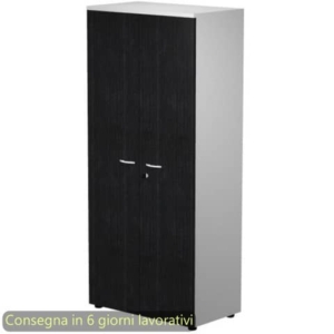 Mobile alto con serratura Presto 80x44xH.180 cm - struttura grigia Artexport ante nere - 538-39-75M/8