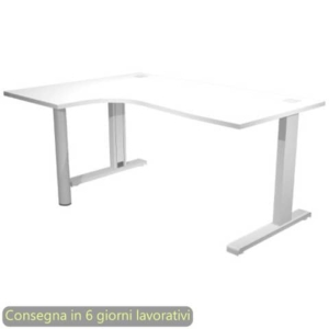 Scrivania penisola sinistra piano bianco 160x120/80/60xH.73 cm gamba ad L metallo grigia Flex Artexport - URB/T-CP18SX/3