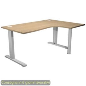 Scrivania penisola destra piano rovere 160x120/80/60xH.73 cm gamba ad L metallo grigia Flex Artexport - URB/T-CP18DX/C