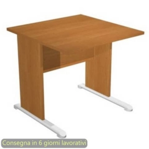 Scrivania piano noce chiaro 80x80x72 cm gamba a pannello in tinta con piede metallico linea Presto Artexport 001L/4