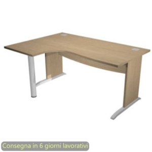 Scrivania penisola sinistra piano rovere 160x120/80/60xH.73 cm gamba ad L in melaminico Compact Flex - JPL/CP16SX/C