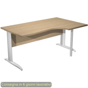 Scrivania penisola destra piano rovere 160x60/80/100xH.72 cm gamba ad L metallo grigio Presto Compact - 008K211/C/AA