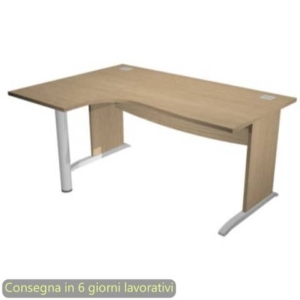 Scrivania penisola sinistra piano rovere 180x120/80/60xH.73 cm gamba ad L in melaminico Compact Flex - JPL/CP18SX/C