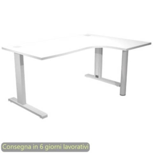 Scrivania penisola destra piano bianco 160x120/80/60xH.73 cm gamba ad L metallo grigia Flex Artexport - URB/T-CP18DX/3