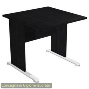 Scrivania nero venato frassino 80x80xH72 cm gamba a pannello in tinta con piede metallico linea Presto Artexport 001L/8