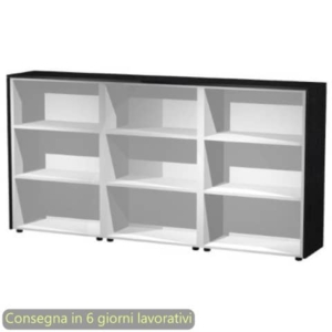 Composizione tre mobili medi a giorno 242,8x43xH.119,8 cm Flora Artexport nero venato frassino - 935T/8