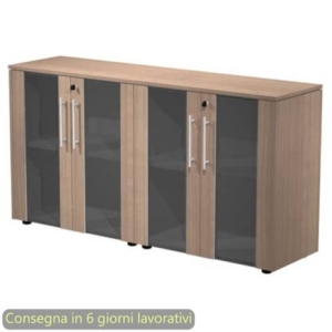 Coppia armadi bassi ante vetro-melamin. con serratura 162,8x43xH.81,4 cm Flora Artexport ciliegio arabis - 930C-68x2/K