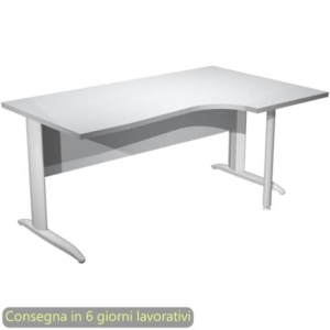 Scrivania penisola destra piano grigio 160x60/80/100xH.72 cm gamba ad L metallo bianco opaco Presto Compact 008K211/9/AN