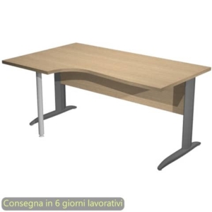 Scrivania penisola sinistra piano rovere 160x60/80/100xH.72 cm gamba a L metallo antracite - Presto Compact 009K211/C/AF