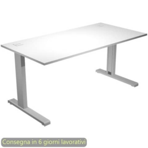Scrivania piano bianco 140x80xH.73 cm gamba ad L in metallo grigio alluminio linea Flex Artexport - URB/T-140/3