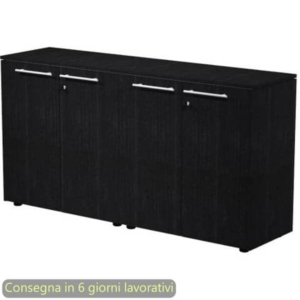 Coppia armadi bassi con ante melaminico con serratura 162,8x43xH.81,4 cm Flora Artexport nero venato frassino