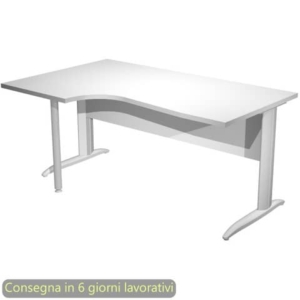 Scrivania penisola sinistra piano bianco 160x60/80/100xH.72 cm gamba a L metallo grigio Presto Compact - 009K211/3/AA
