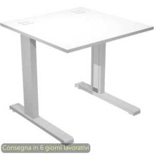 Scrivania piano bianco 80x80xH.73 cm gamba ad L in metallo grigio alluminio linea Flex Artexport - URB/T-80/3