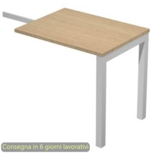 Allungo reversibile dx/sx per scrivanie 80x60xH.72,5 cm gambe met. bianche Bridge Artexport piano rovere