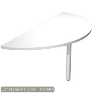 Terminale 180° scrivanie accoppiate + supp. metal. grigio  160x70xH.73 cm Flex Artexport piano bianco - EXTR + 60011/3