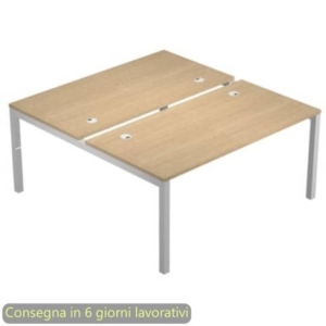 Scrivania Bench doppia piano rovere 180x168xH.72,5 cm gamba a ponte metallo grigio Bridge Artexport - BENCH18/C-AA