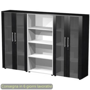 Composizione tre mobili medi con 4 ante 162,8x43xH.158,2 cm Flora Artexport nero venato frassino - 937T-74x2/8