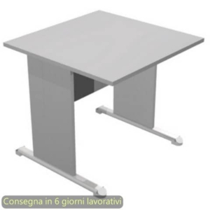 Scrivania piano grigio 80x80xH.72 cm gamba a pannello in tinta con piede metallico linea Presto Artexport 001L/9