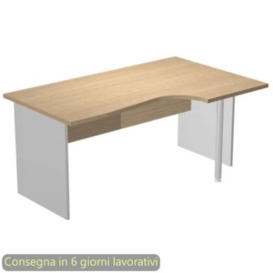 Scrivania penisola destra piano rovere 160x60/80/100xH72 cm gamba a pannello in melaminico grigio Presto Compact