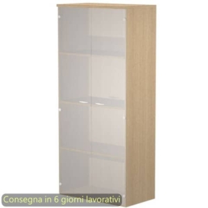Mobile alto con ante in vetro satinato 80x35xH.180 cm 3 ripiani Presto Artexport rovere - 038-39-75G/C