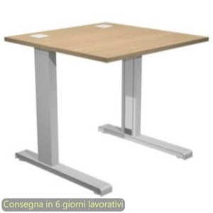 Scrivania piano rovere 80x80xH.73 cm gamba ad L in metallo grigio alluminio linea Flex Artexport - URB/T-80/C