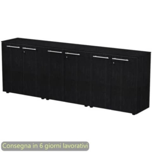 Composizione tre armadi bassi con 6 ante melaminico 242,8x43xH.81,4 cm Flora Artexport nero venato frassino