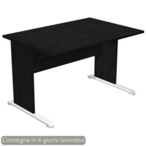 Scrivania nero venato frassino 120x80x72 gamba a pannello in tinta con piede metallico linea Presto Artexport 004L/8