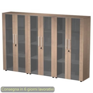 Composizione 3 mobili medi con ante vetro/melam. 162,8x43xH.158,2 cm Flora Artexport ciliegio arabis - 937T-74x3/K