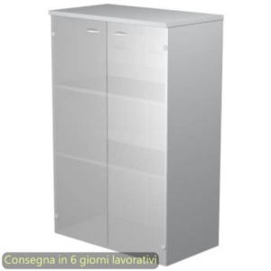 Mobile medio con ante in vetro satinato 80x35xH.120 cm 2 ripiani Presto Artexport grigia - 035-69G/9