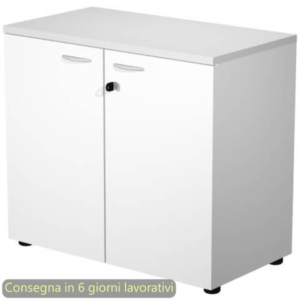 Mobile basso con serratura Presto 80x44xH.72 cm - struttura grigia Artexport ante bianche - 530-67M/3