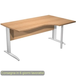 Scrivania penisola destra piano faggio 160x60/80/100xH.72 cm gamba ad L metallo grigio Presto Compact - 008K211/6/AA