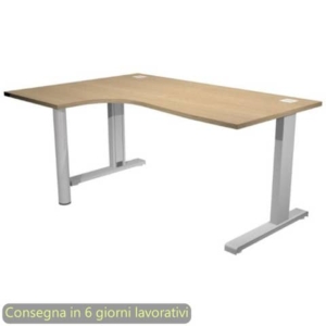 Scrivania penisola sinistra piano rovere 160x120/80/60xH.73 cm gamba ad L metallo grigia Flex Artexport - URB/T-CP16SX/C