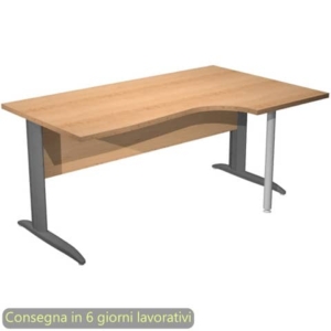 Scrivania penisola destra piano faggio 160x60/80/100xH.72 cm gamba ad L metallo antracite Presto Compact - 008K211/6/AF