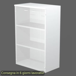 Mobile medio con ante in vetro satinato 80x35xH.120 cm 2 ripiani Presto Artexport bianco - 035-69G/3