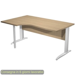 Scrivania penisola sinistra piano rovere 160x60/80/100xH.72 cm gamba a L metallo grigio - Presto Compact - 009K211/C/AA